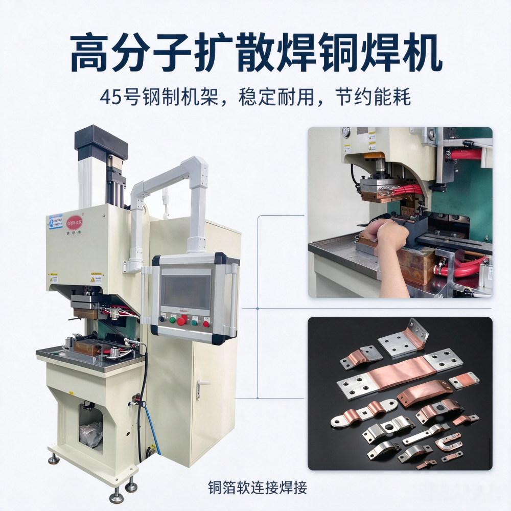 高分子扩散焊铜焊机 - 免焊料扩散焊,铜箔软连接一次成型